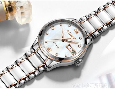 女士陶瓷手表防水 高档进口全自动机械表 瑞士镶钻夜光品牌女表