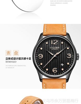 学生手表简约 瑞士品牌正品男士皮带机械表 男性高档防水机械手表